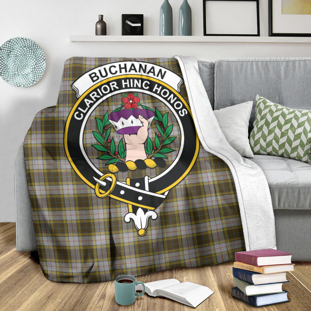 Buchanan Dress Tartan Blanket with Family Crest X-Large 59 x 79 inches 150 x 200 cm - Tartan Vibes Clothing