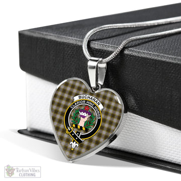 Buchanan Dress Tartan Heart Necklace with Family Crest