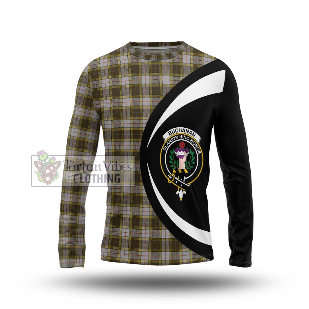 Buchanan Dress Tartan Long Sleeve T-Shirt with Family Crest Circle Style Unisex - Tartan Vibes Clothing