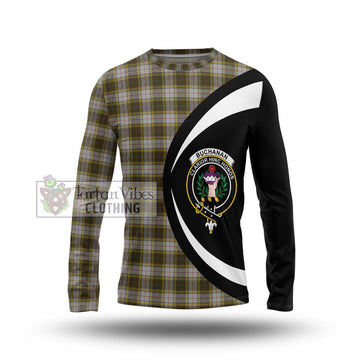 Buchanan Dress Tartan Long Sleeve T-Shirt with Family Crest Circle Style