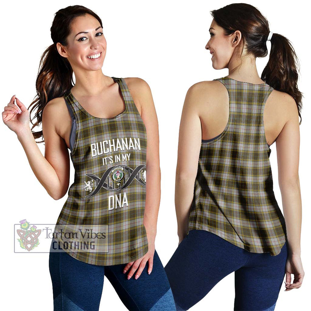 Buchanan Dress Tartan Women's Racerback Tanks with Family Crest DNA In Me Style 4XL - Tartanvibesclothing Shop