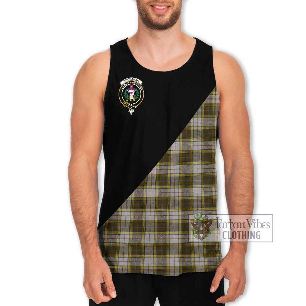 Buchanan Dress Tartan Men's Tank Top with Family Crest and Military Logo Style Men - Tartanvibesclothing Shop