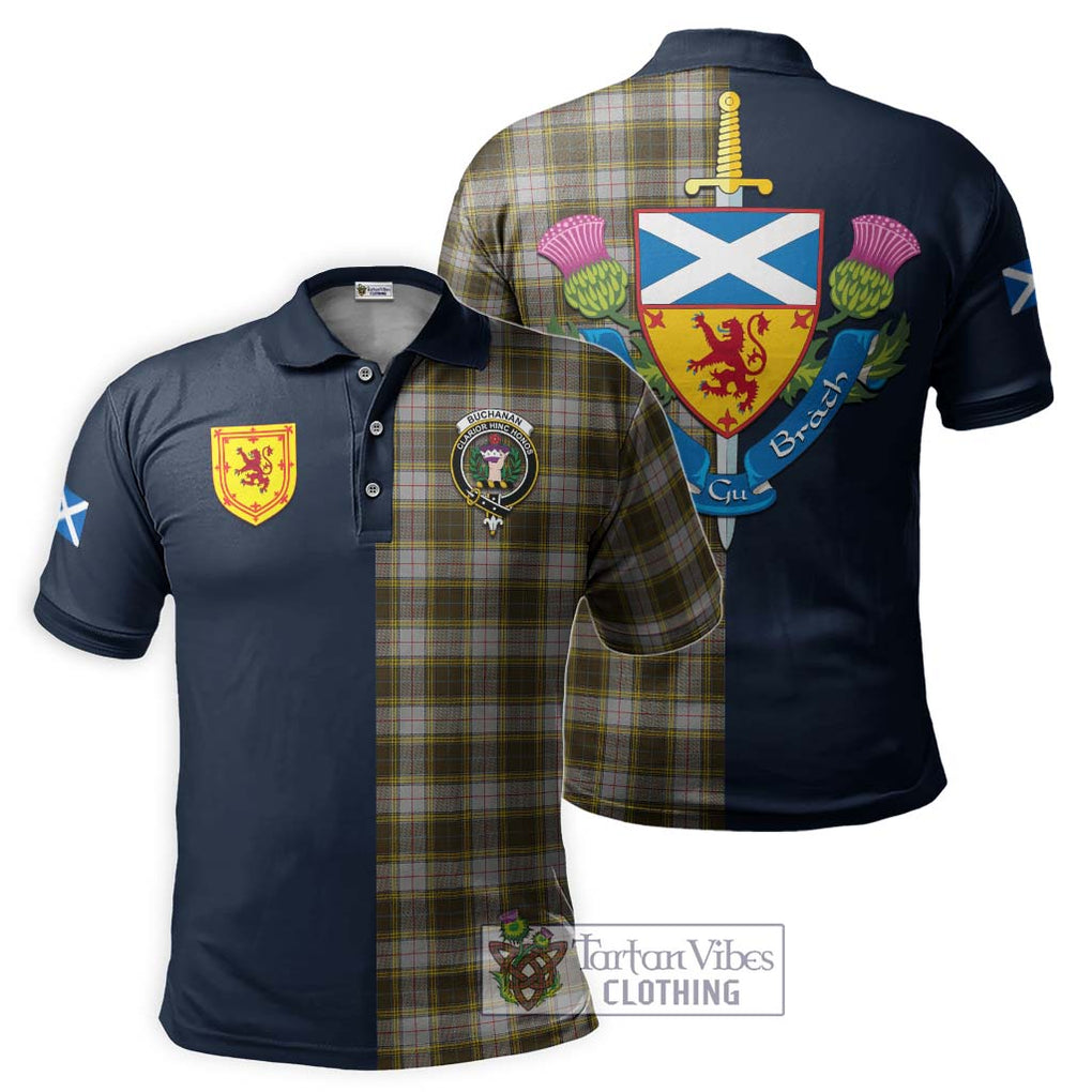 Tartan Vibes Clothing Buchanan Dress Tartan Polo Shirt with Scottish Lion Royal Arm Half Style