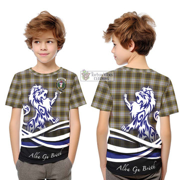 Buchanan Dress Tartan Kid T-Shirt with Alba Gu Brath Regal Lion Emblem