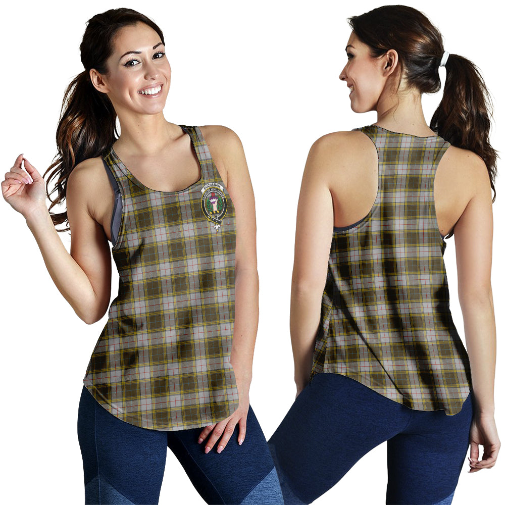 Buchanan Dress Tartan Women Racerback Tanks with Family Crest - Tartanvibesclothing