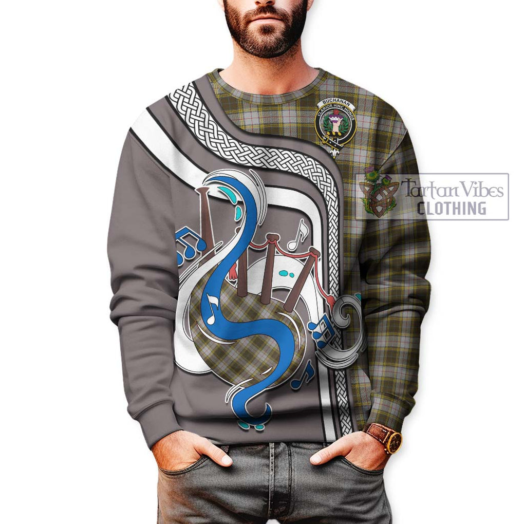 Buchanan Dress Tartan Sweatshirt with Epic Bagpipe Style Unisex - Tartanvibesclothing Shop