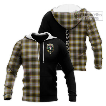 Buchanan Dress Tartan Knitted Hoodie with Family Crest and Half Of Me Style