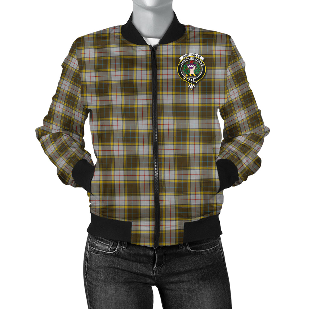 Buchanan Dress Tartan Bomber Jacket with Family Crest - Tartanvibesclothing