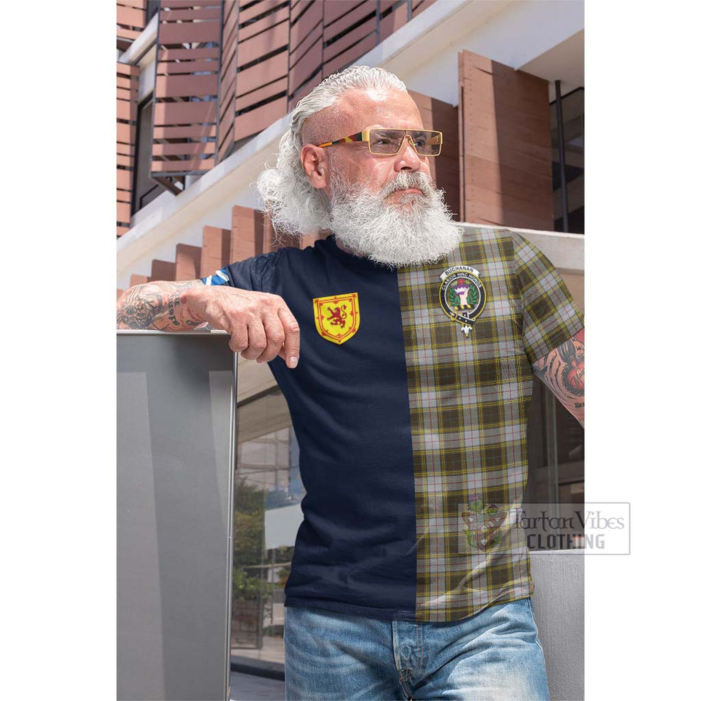 Tartan Vibes Clothing Buchanan Dress Tartan Cotton T-shirt with Scottish Lion Royal Arm Half Style