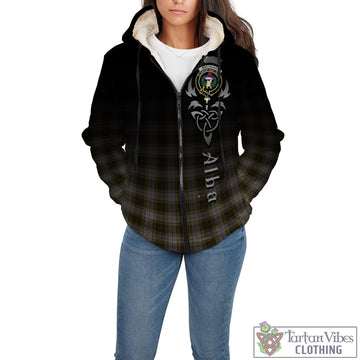 Buchanan Dress Tartan Sherpa Hoodie Featuring Alba Gu Brath Family Crest Celtic Inspired