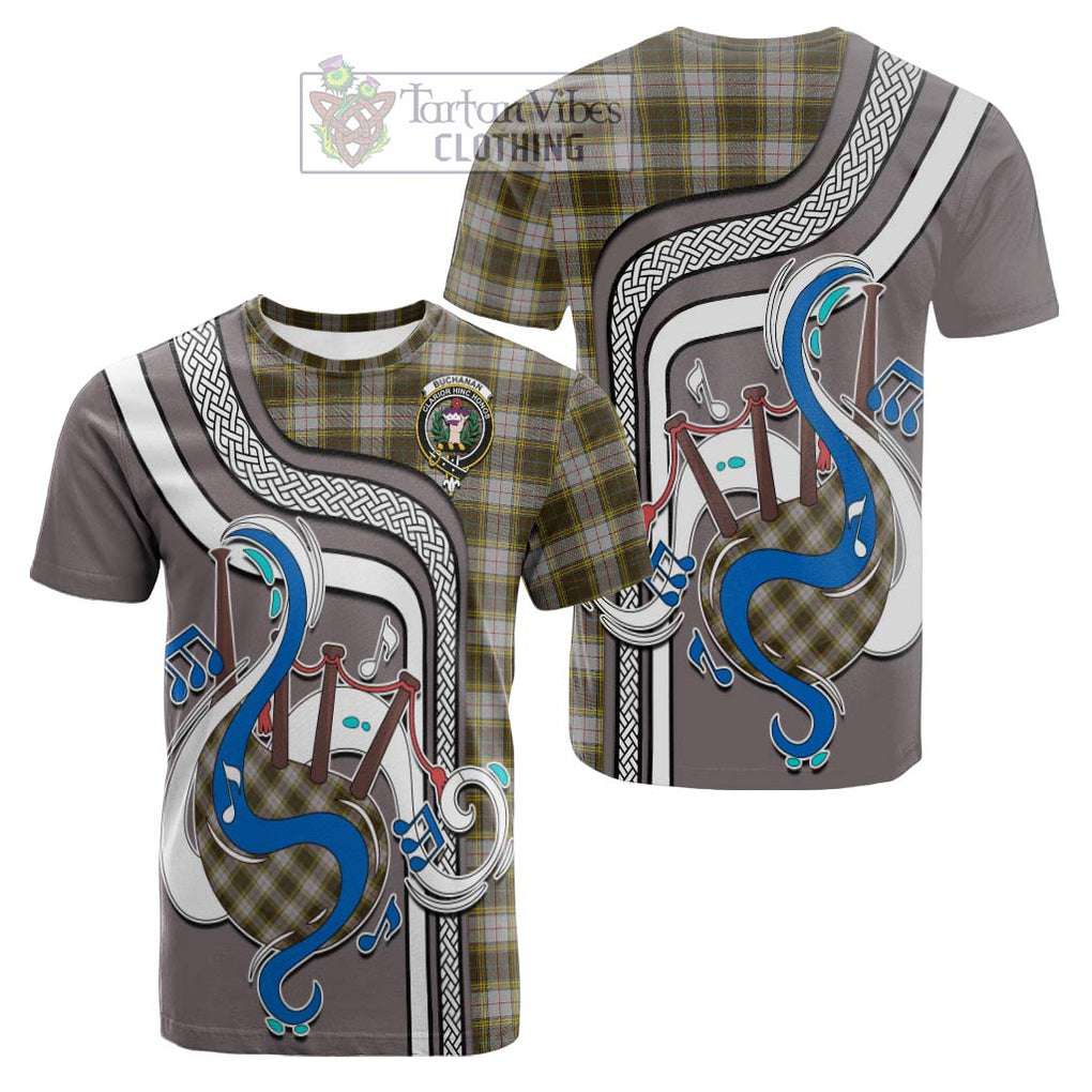 Tartan Vibes Clothing Buchanan Dress Tartan Cotton T-shirt with Epic Bagpipe Style