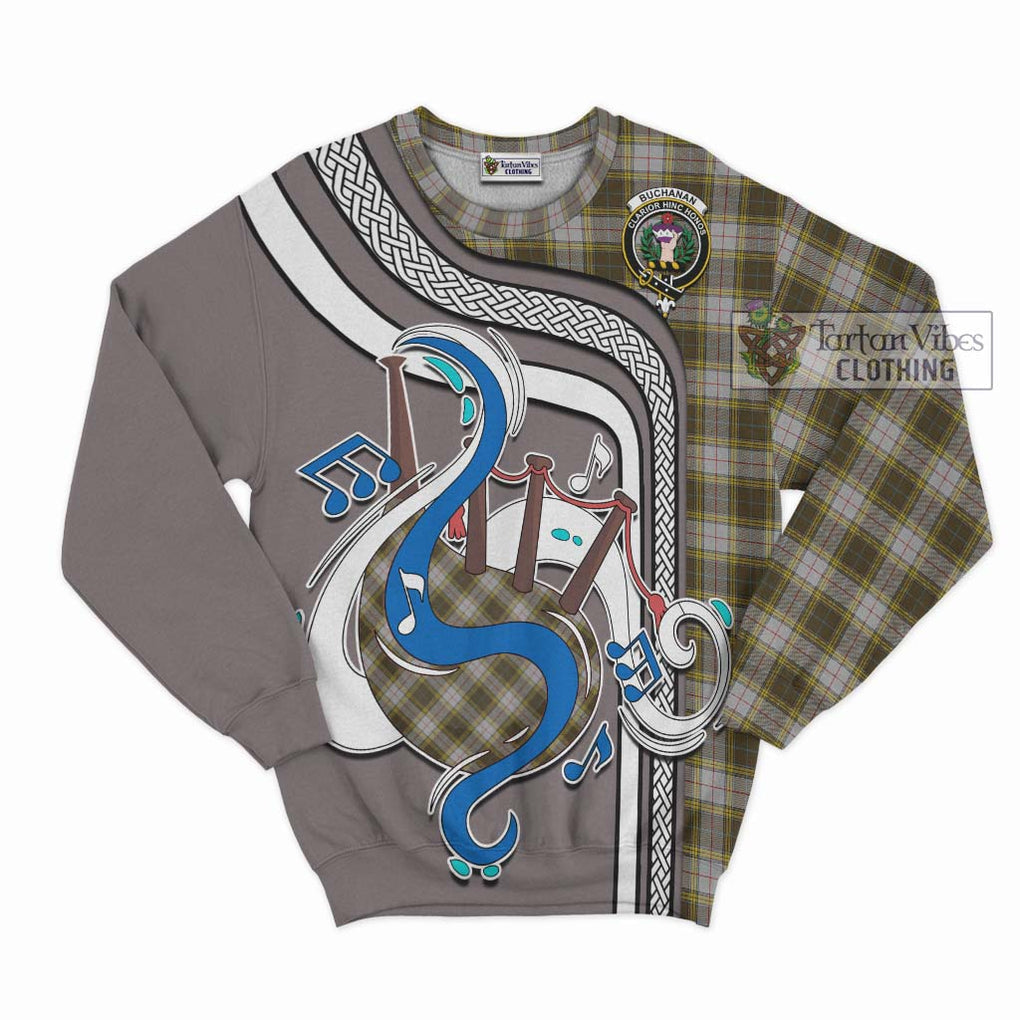 Buchanan Dress Tartan Sweatshirt with Epic Bagpipe Style - Tartanvibesclothing Shop