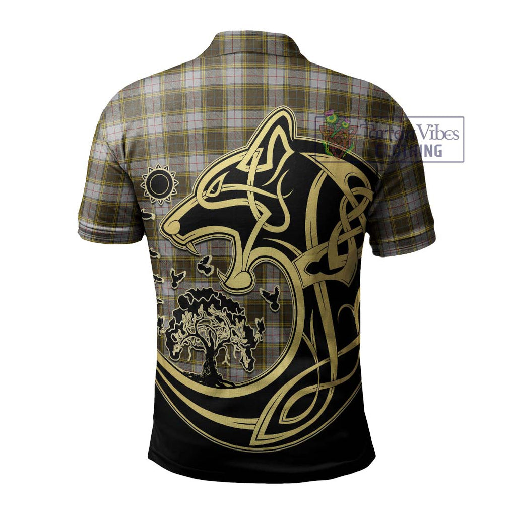 Buchanan Dress Tartan Polo Shirt with Family Crest Celtic Wolf Style - Tartanvibesclothing Shop