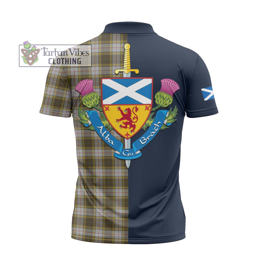 Tartan Vibes Clothing Buchanan Dress Tartan Zipper Polo Shirt with Scottish Lion Royal Arm Half Style