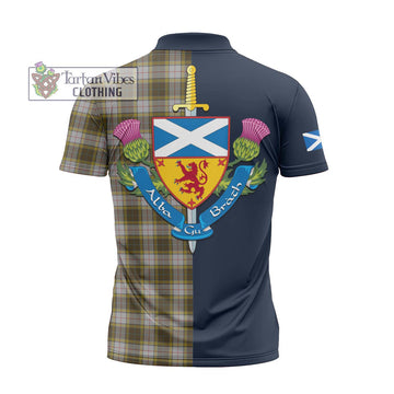 Buchanan Dress Tartan Zipper Polo Shirt Alba with Scottish Lion Royal Arm Half Style