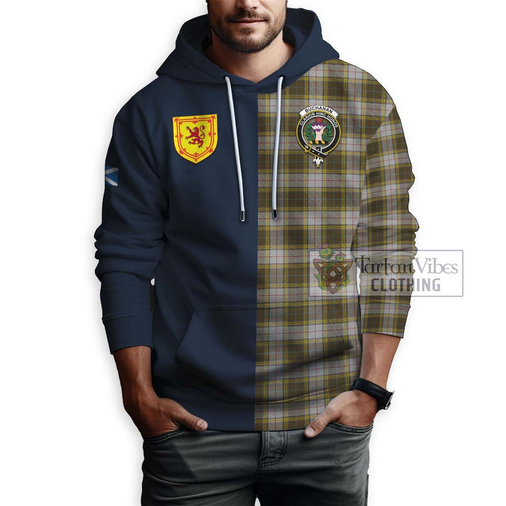 Tartan Vibes Clothing Buchanan Dress Tartan Hoodie with Scottish Lion Royal Arm Half Style