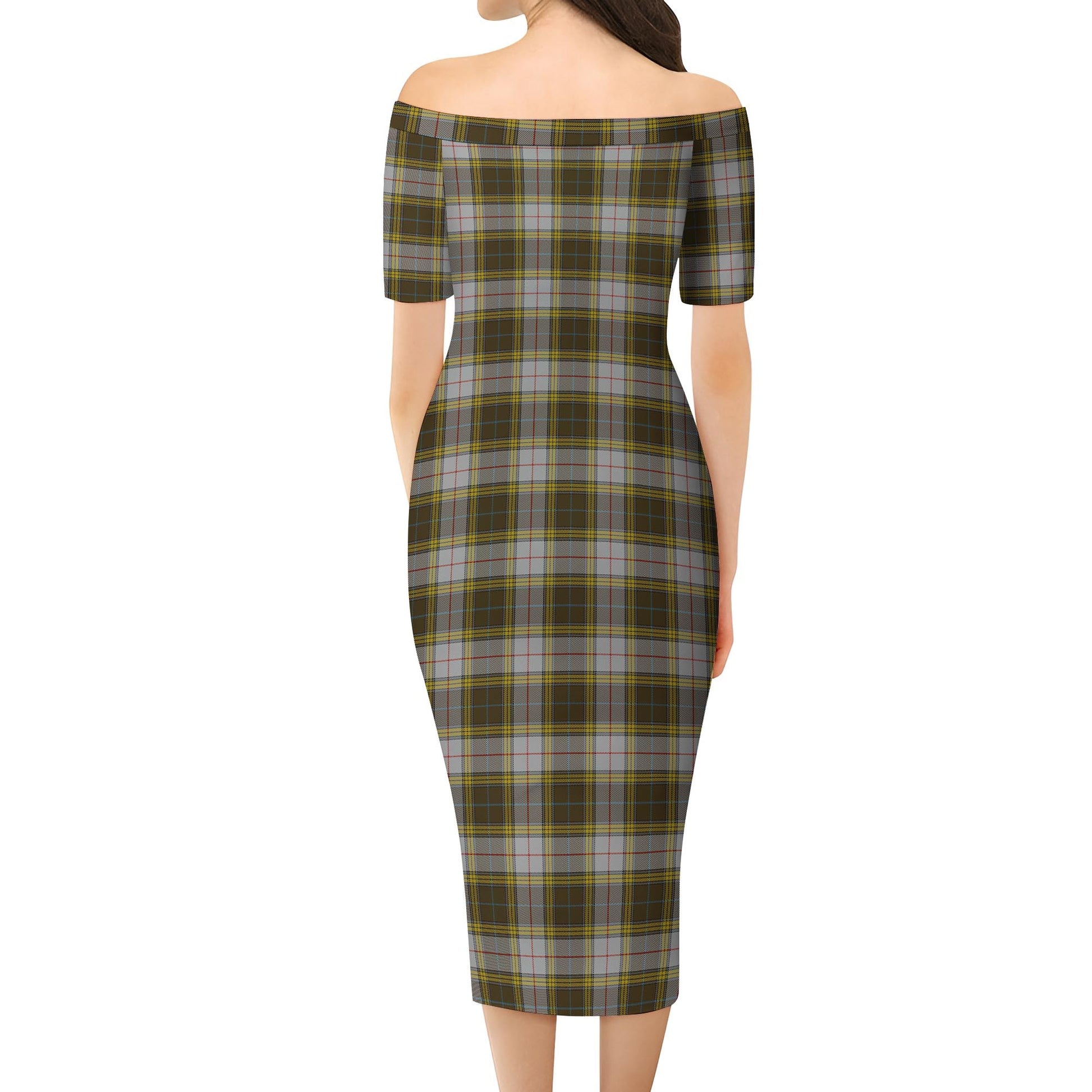 Buchanan Dress Tartan Off Shoulder Lady Dress - Tartanvibesclothing