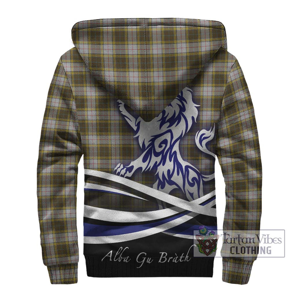 Buchanan Dress Tartan Sherpa Hoodie with Alba Gu Brath Regal Lion Emblem - Tartanvibesclothing Shop