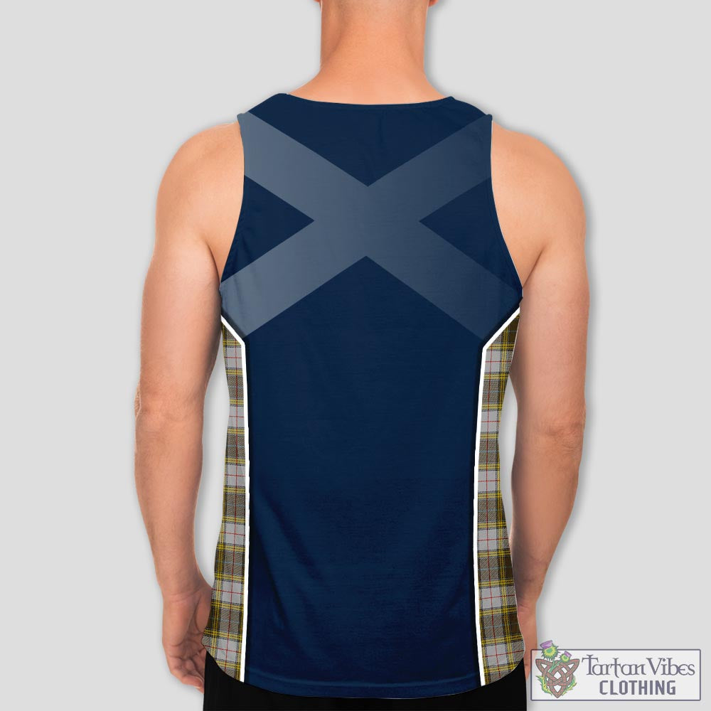 Tartan Vibes Clothing Buchanan Dress Tartan Men's Tanks Top with Family Crest and Scottish Thistle Vibes Sport Style