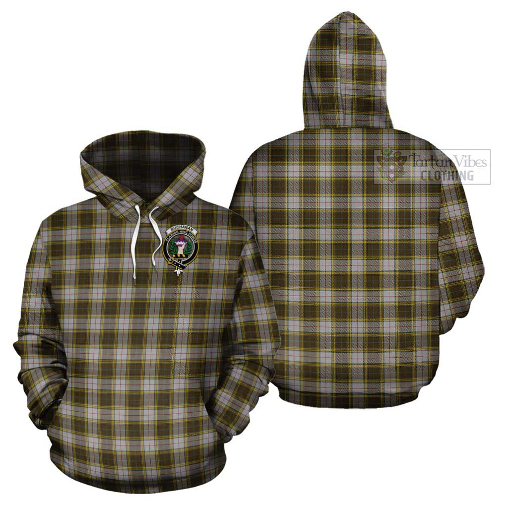 Buchanan Dress Tartan Cotton Hoodie with Family Crest Pullover Hoodie - Tartan Vibes Clothing