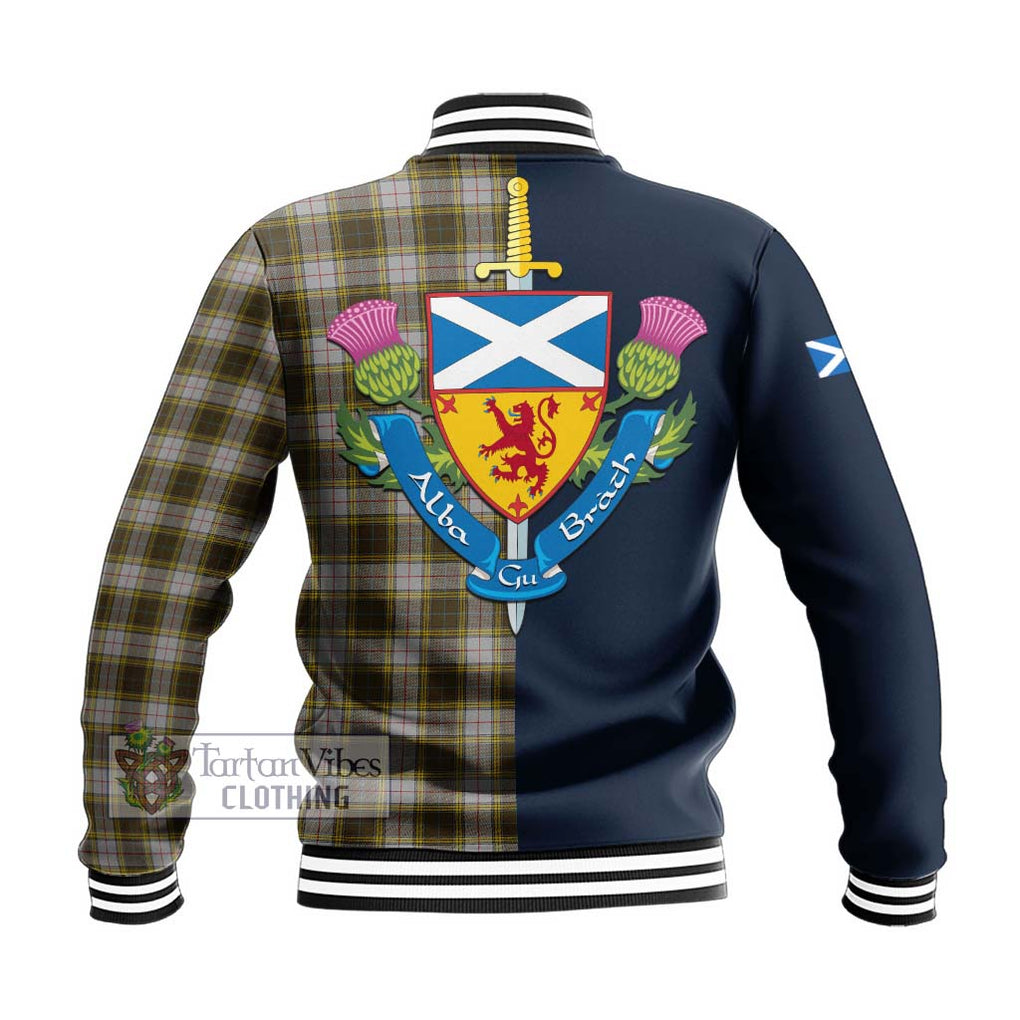 Tartan Vibes Clothing Buchanan Dress Tartan Baseball Jacket with Scottish Lion Royal Arm Half Style