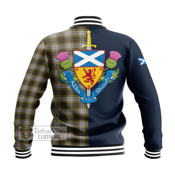 Buchanan Dress Tartan Baseball Jacket Alba with Scottish Lion Royal Arm Half Style