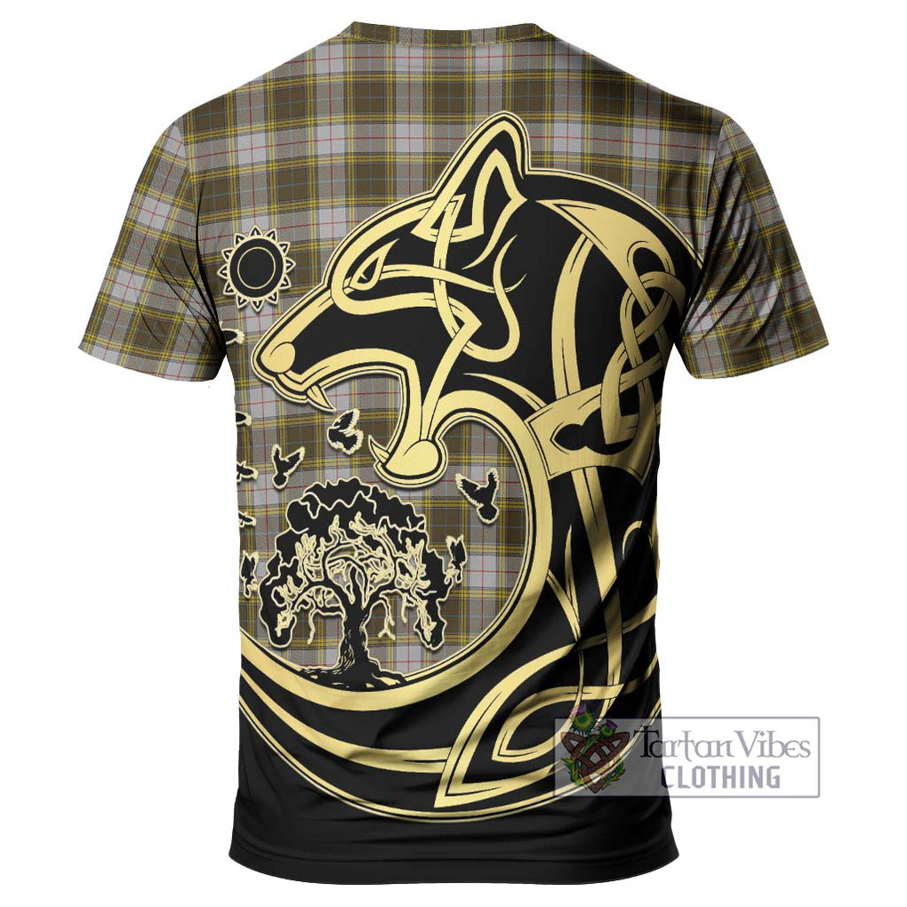 Buchanan Dress Tartan T-Shirt with Family Crest Celtic Wolf Style - Tartan Vibes Clothing