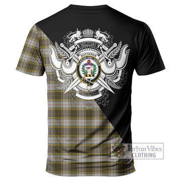 Buchanan Dress Tartan T-Shirt with Family Crest and Military Logo Style