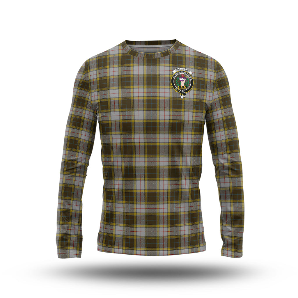 Buchanan Dress Tartan Long Sleeve T-Shirt with Family Crest - Tartanvibesclothing