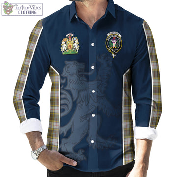 Buchanan Dress Tartan Long Sleeve Button Up Shirt with Family Crest and Lion Rampant Vibes Sport Style