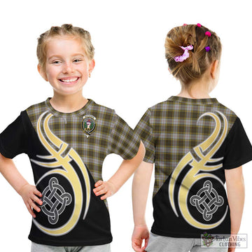 Buchanan Dress Tartan Kid T-Shirt with Family Crest and Celtic Symbol Style