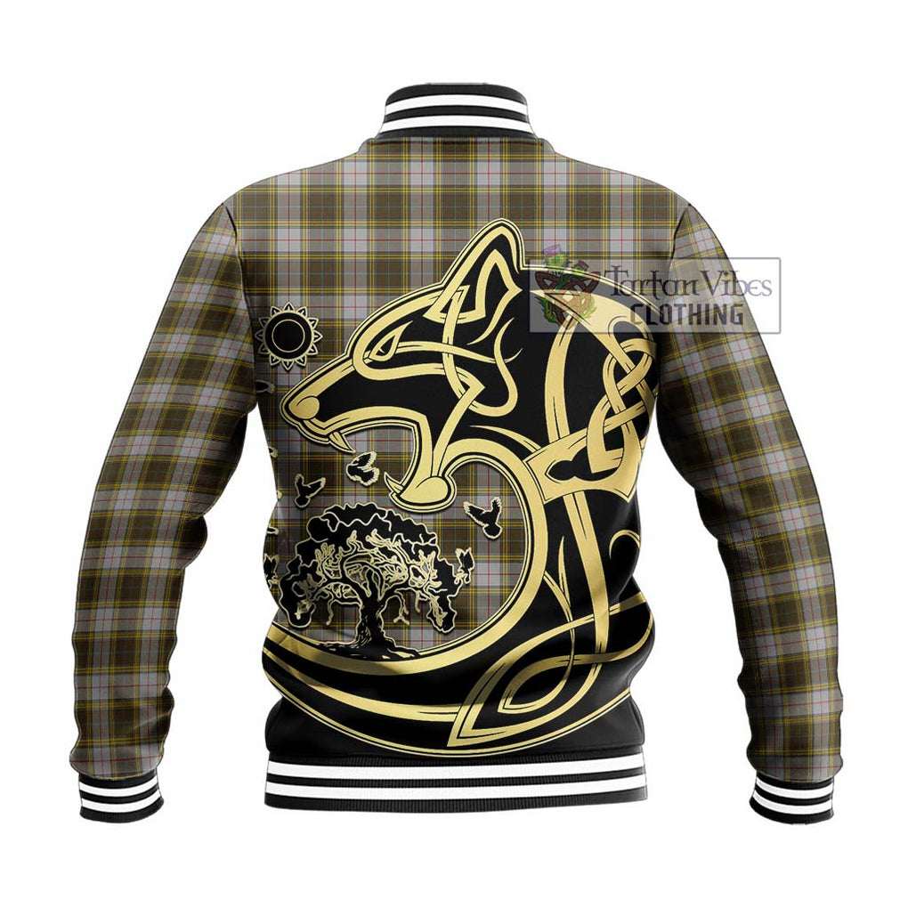 Buchanan Dress Tartan Baseball Jacket with Family Crest Celtic Wolf Style - Tartan Vibes Clothing