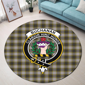 Buchanan Dress Tartan Round Rug with Family Crest