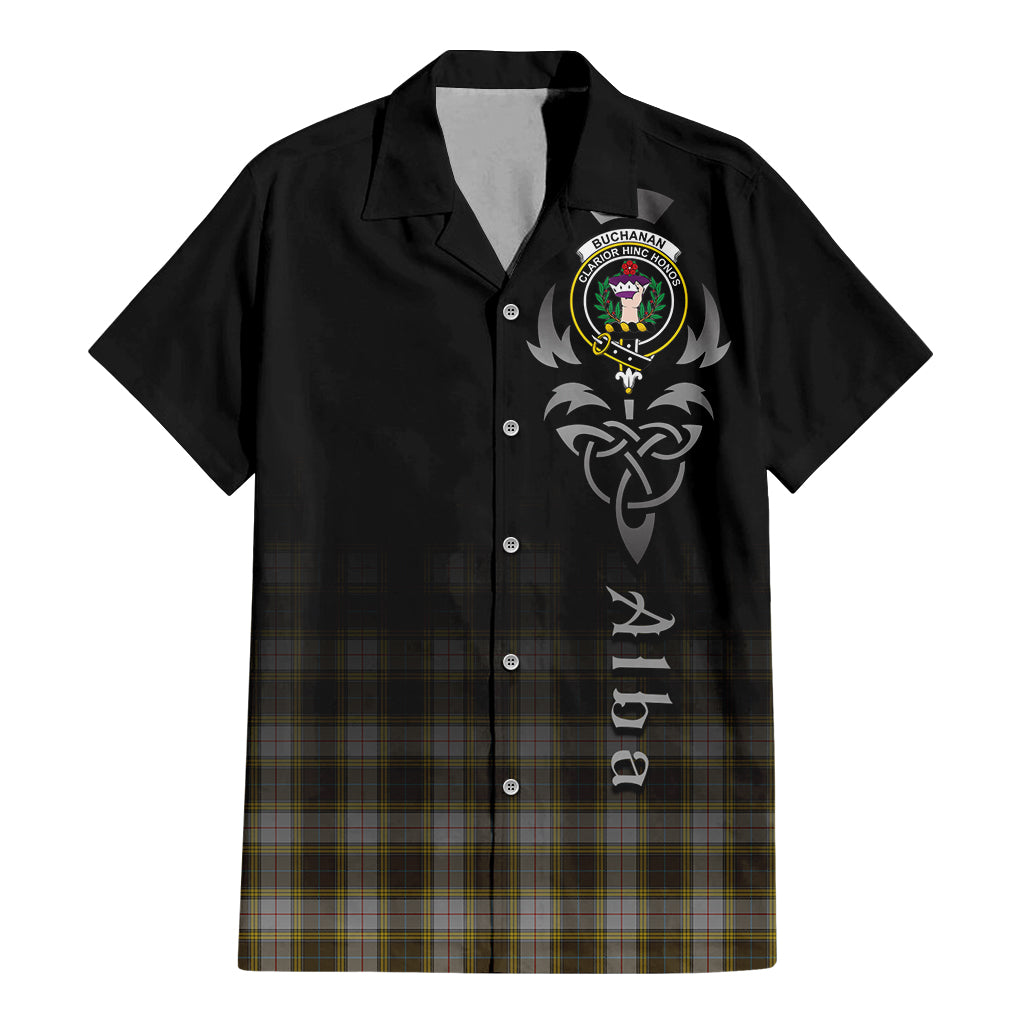 Tartan Vibes Clothing Buchanan Dress Tartan Short Sleeve Button Up Featuring Alba Gu Brath Family Crest Celtic Inspired