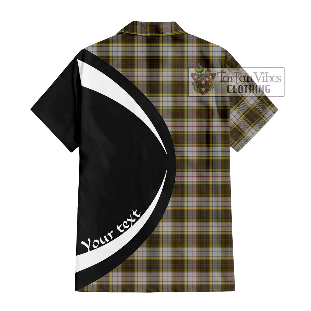 Buchanan Dress Tartan Short Sleeve Button Up with Family Crest Circle Style - Tartan Vibes Clothing