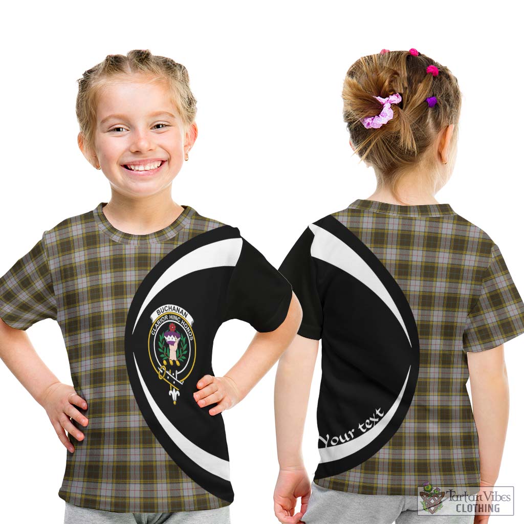 Buchanan Dress Tartan Kid T-Shirt with Family Crest Circle Style - Tartan Vibes Clothing