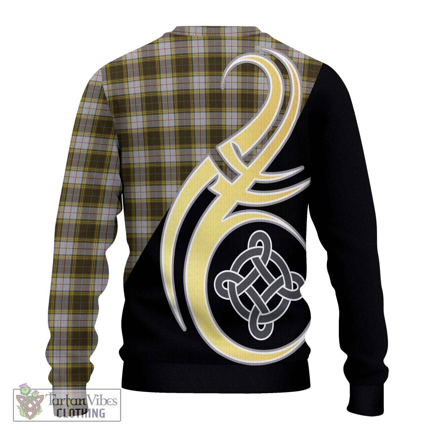 Buchanan Dress Tartan Knitted Sweater with Family Crest and Celtic Symbol Style - Tartan Vibes Clothing