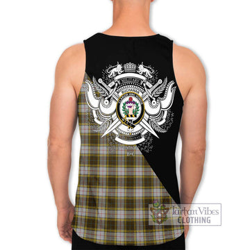 Buchanan Dress Tartan Men's Tank Top with Family Crest and Military Logo Style