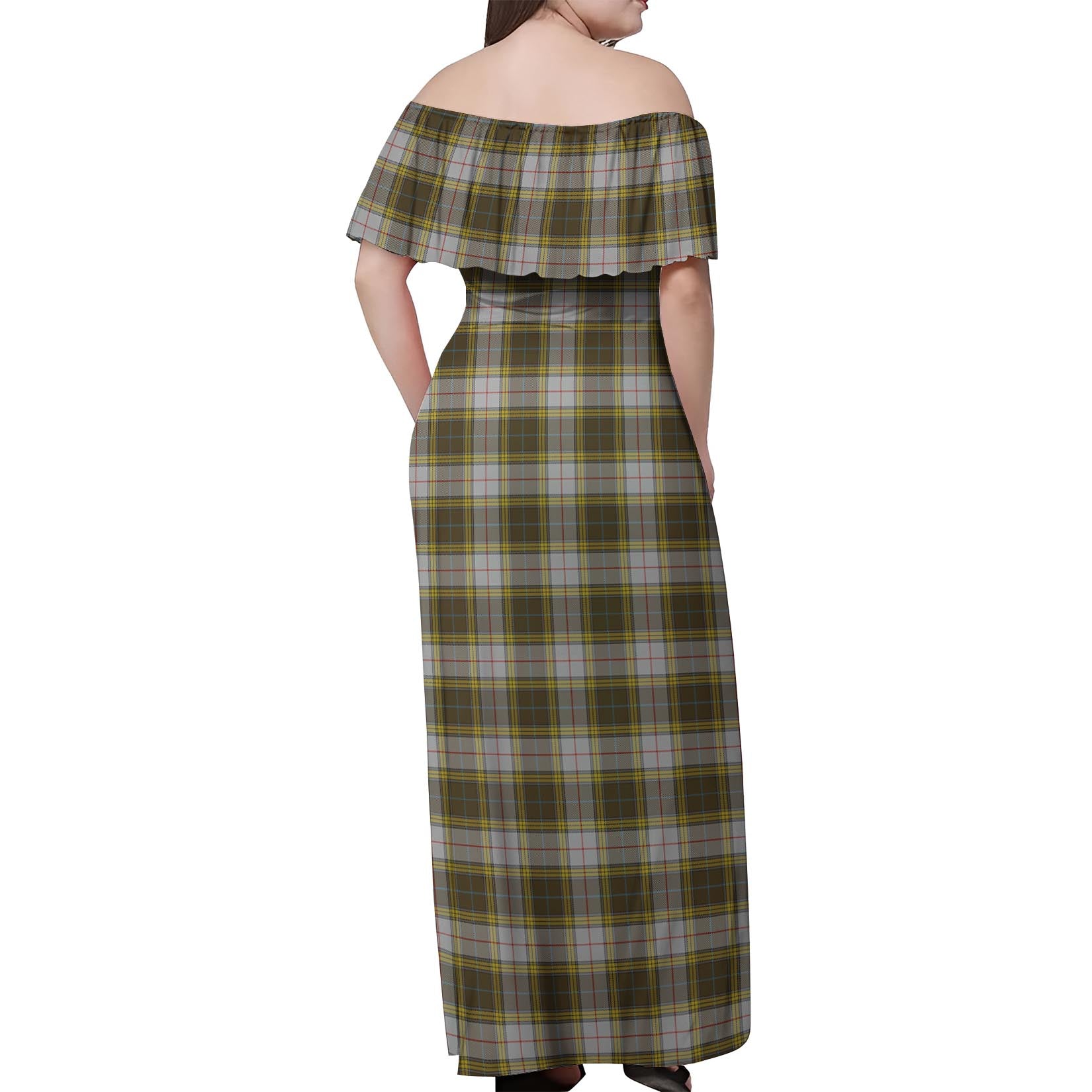 Buchanan Dress Tartan Off Shoulder Long Dress - Tartanvibesclothing