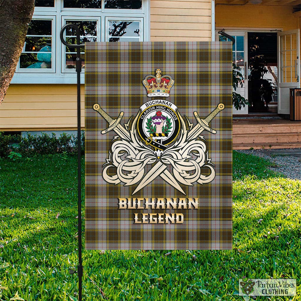 Tartan Vibes Clothing Buchanan Dress Tartan Flag with Clan Crest and the Golden Sword of Courageous Legacy