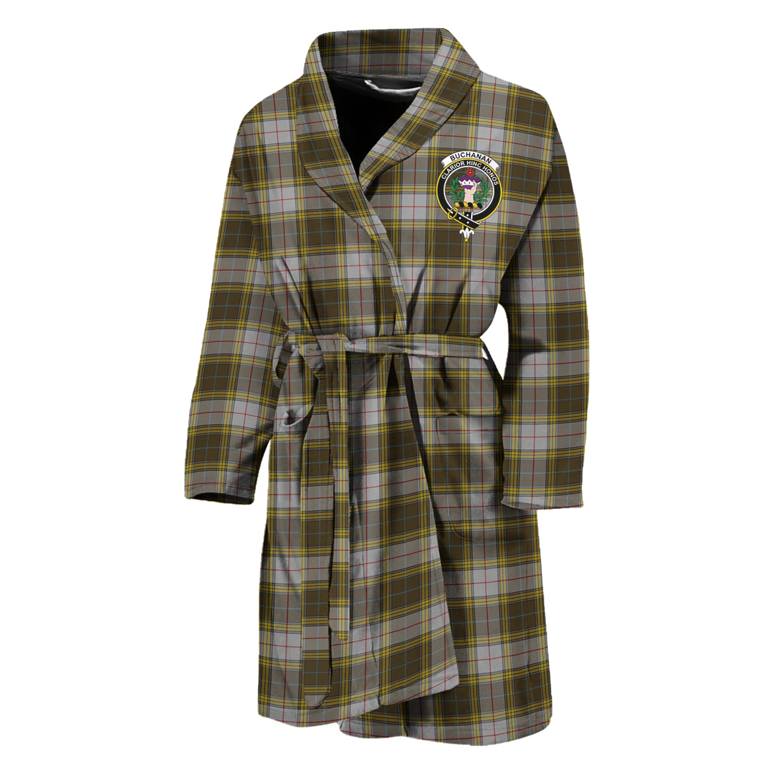 Buchanan Dress Tartan Bathrobe with Family Crest Unisex M - Tartan Vibes Clothing