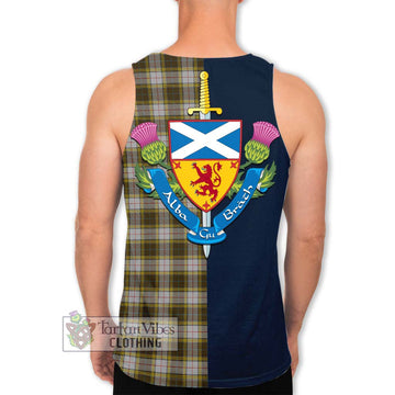 Buchanan Dress Tartan Men's Tank Top Alba with Scottish Lion Royal Arm Half Style