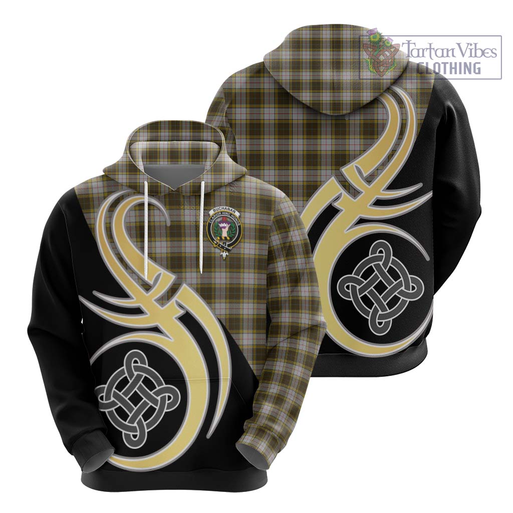 Buchanan Dress Tartan Hoodie with Family Crest and Celtic Symbol Style - Tartan Vibes Clothing