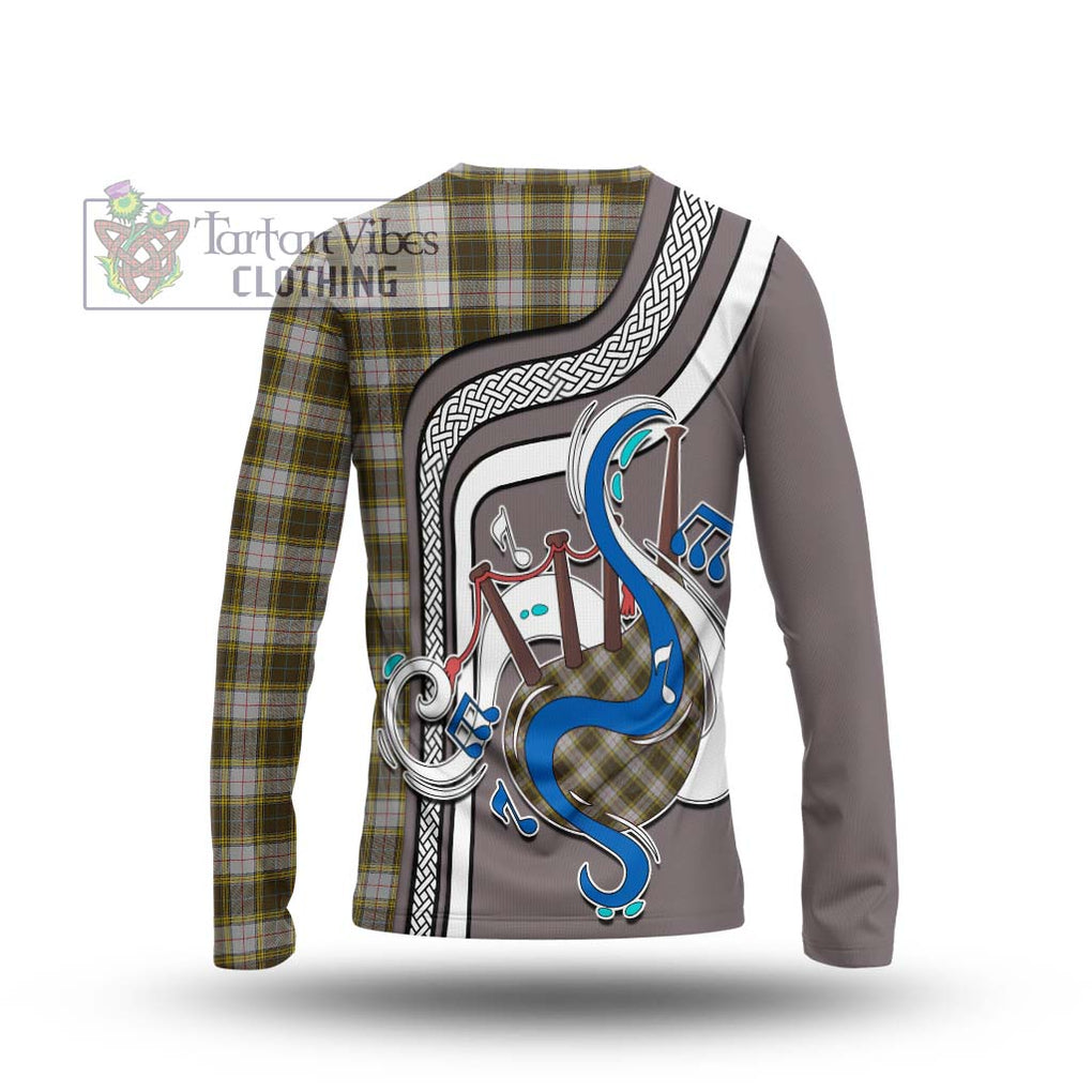 Tartan Vibes Clothing Buchanan Dress Tartan Long Sleeve T-Shirt with Epic Bagpipe Style