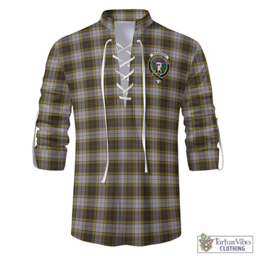 Buchanan Dress Tartan Men's Scottish Traditional Jacobite Ghillie Kilt Shirt with Family Crest