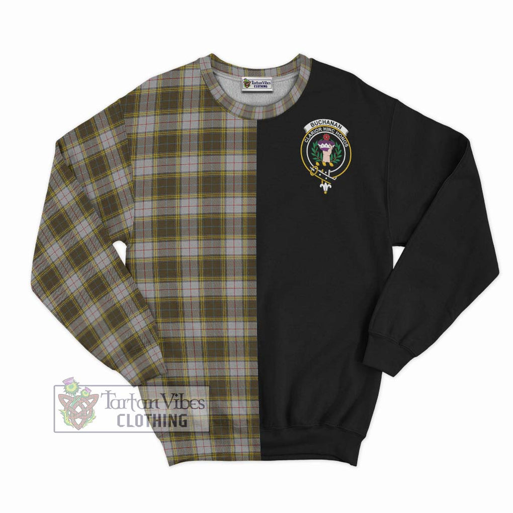 Buchanan Dress Tartan Sweatshirt with Family Crest and Half Of Me Style - Tartanvibesclothing Shop