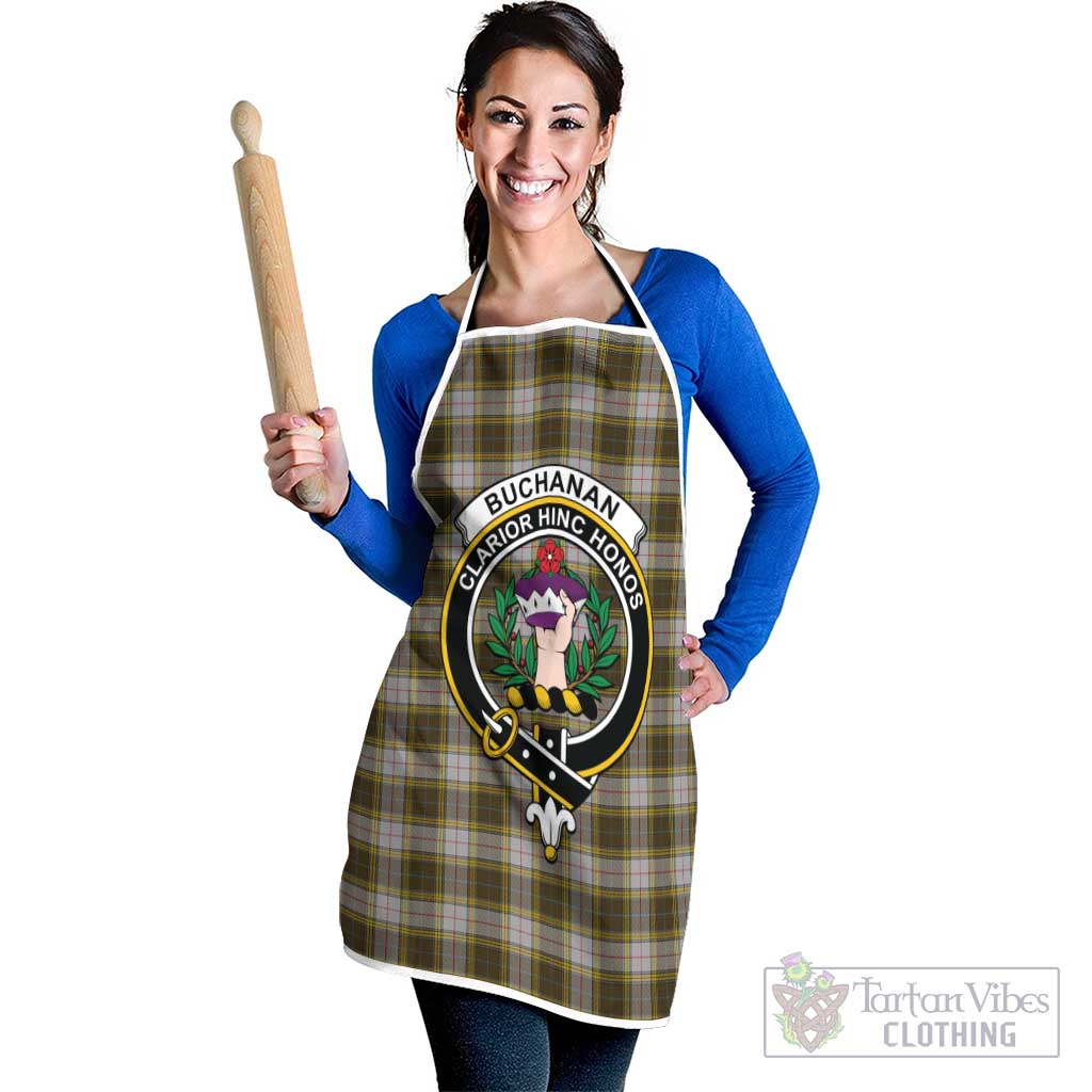 Buchanan Dress Tartan Apron with Family Crest White - Tartan Vibes Clothing