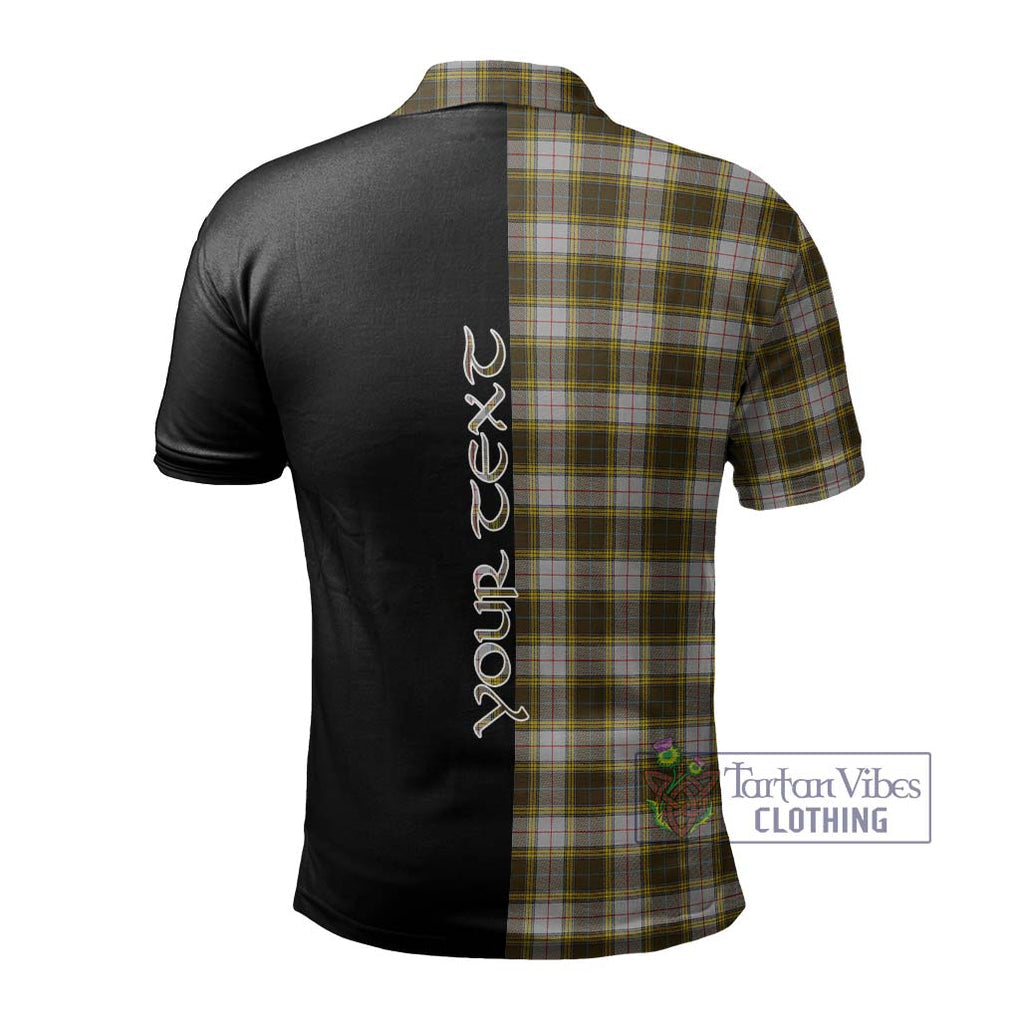 Buchanan Dress Tartan Polo Shirt with Family Crest and Half Of Me Style - Tartanvibesclothing Shop