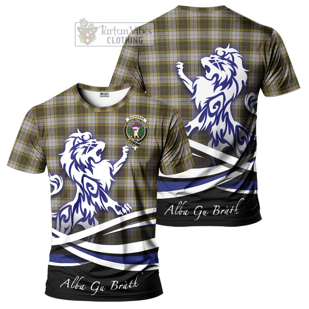 Tartan Vibes Clothing Buchanan Dress Tartan Cotton T-shirt with Alba Gu Brath Regal Lion Emblem