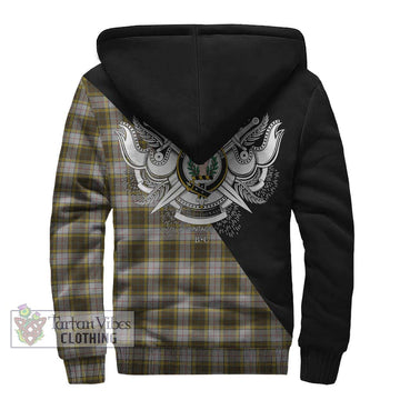 Buchanan Dress Tartan Sherpa Hoodie with Family Crest and Military Logo Style